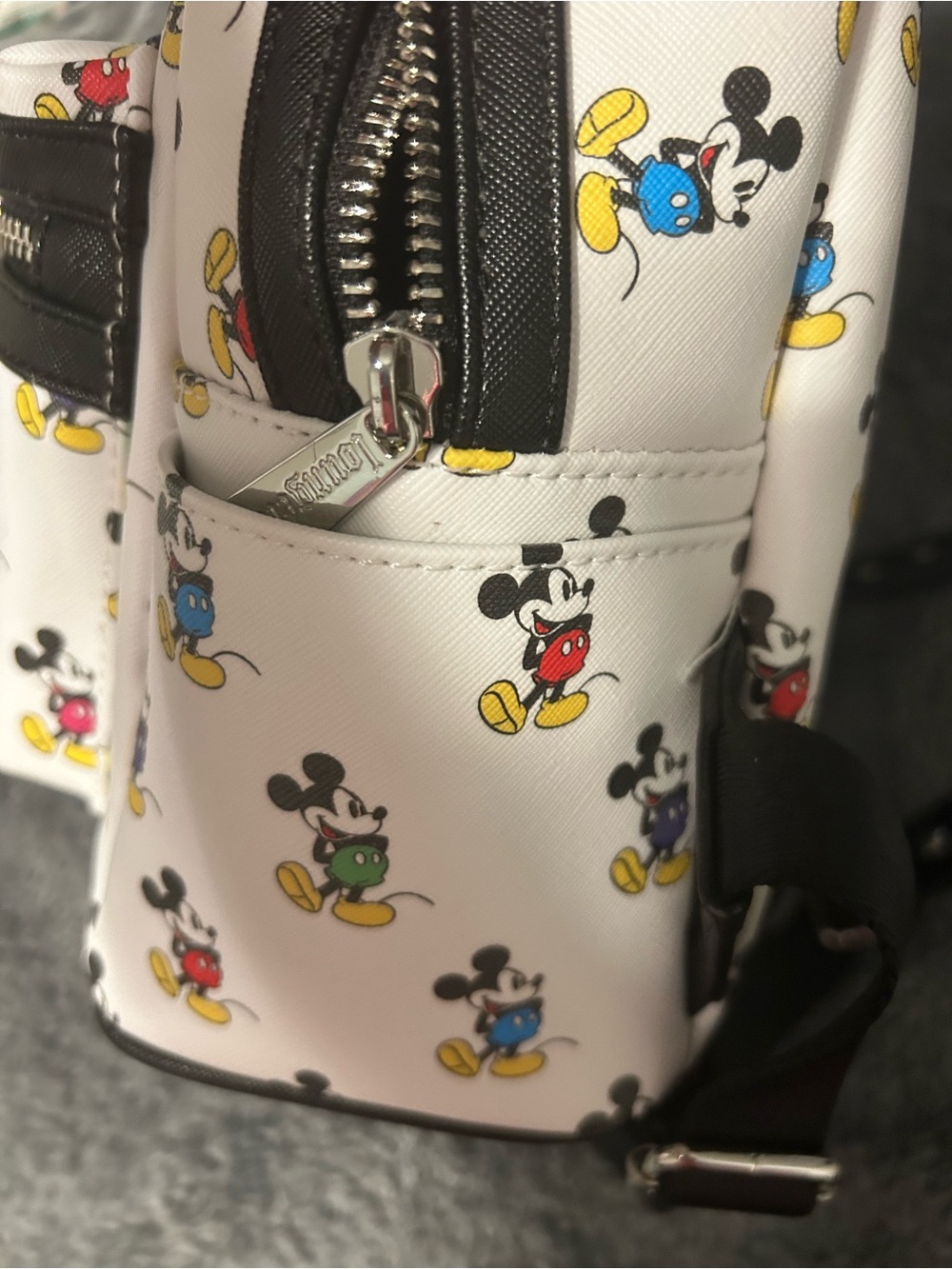 Loungefly Disney Parks White Mickey Mouse Multi-Color Print Backpack - Picture 6 of 7